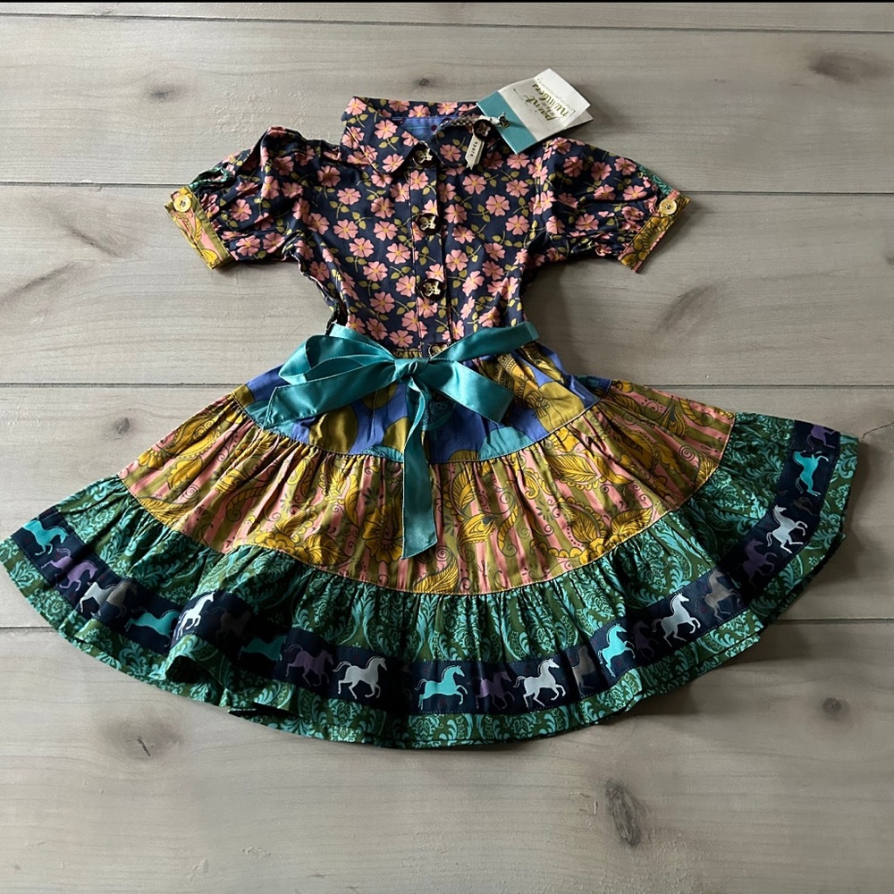 NWT Matilda Jane Paint By Numbers Floral Horse Trim Dress